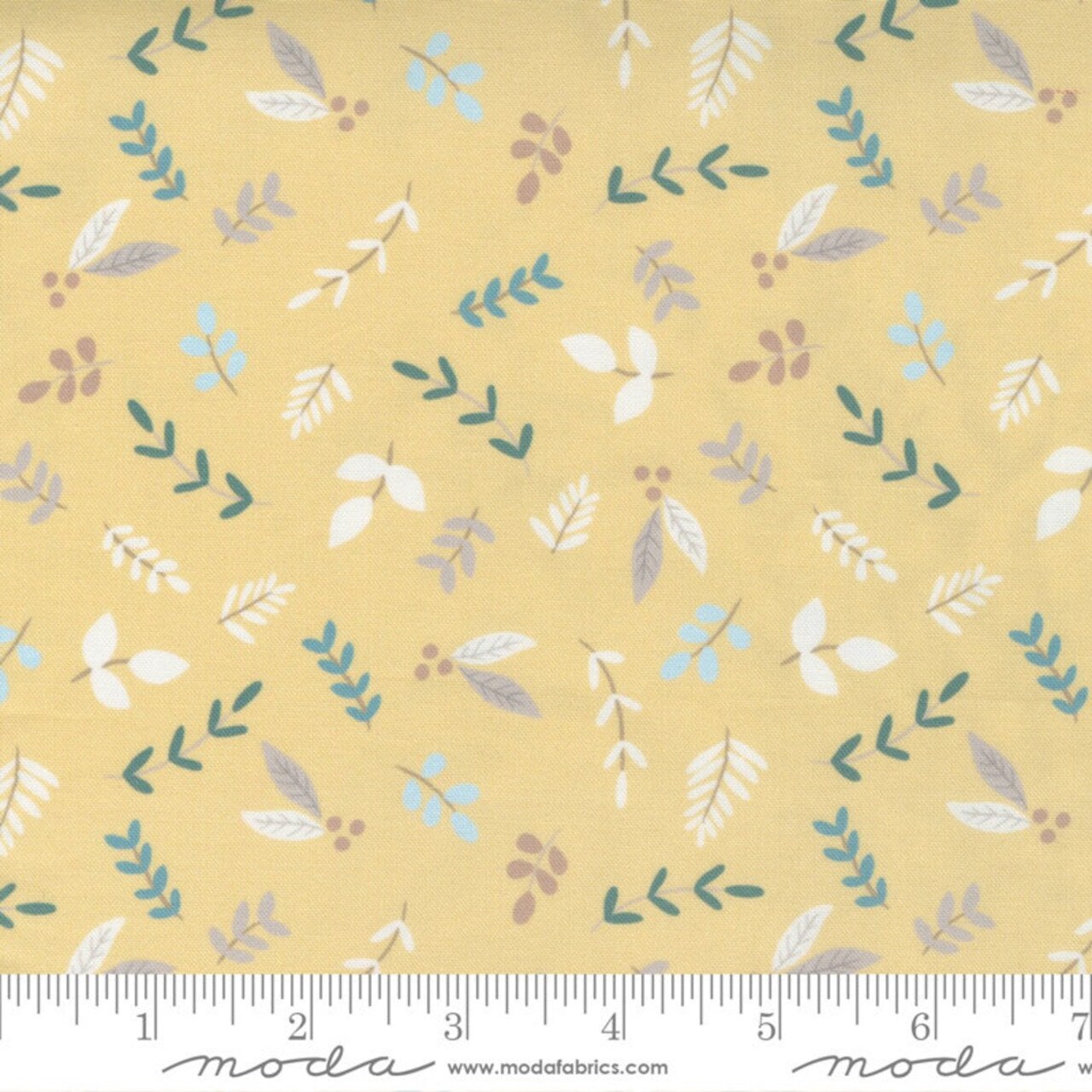 Fabric Moda Mustard Little Ducklings Leaves by the Quarter Yard 25102-16